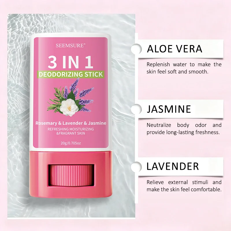 3-in-1 Deodorizing Stick Long Lasting Freshness & Moisturizing for Body Odor Control