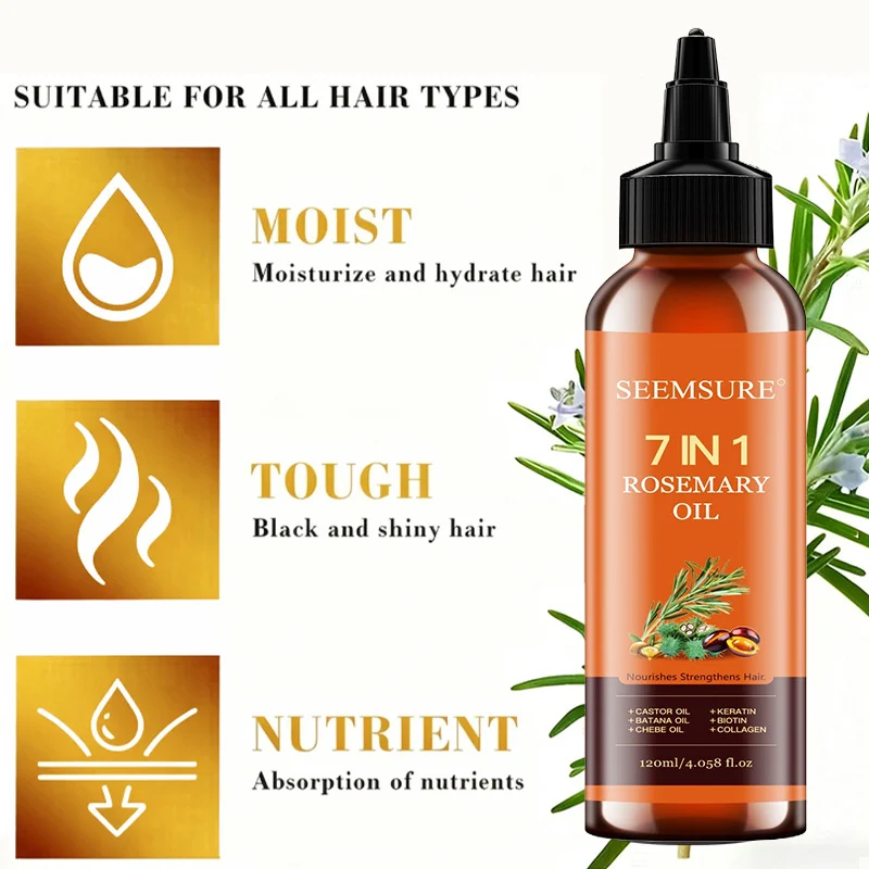 7-in-1 Rosemary Hair Oil Scalp Treatment for Moisture Nourishment 120ml