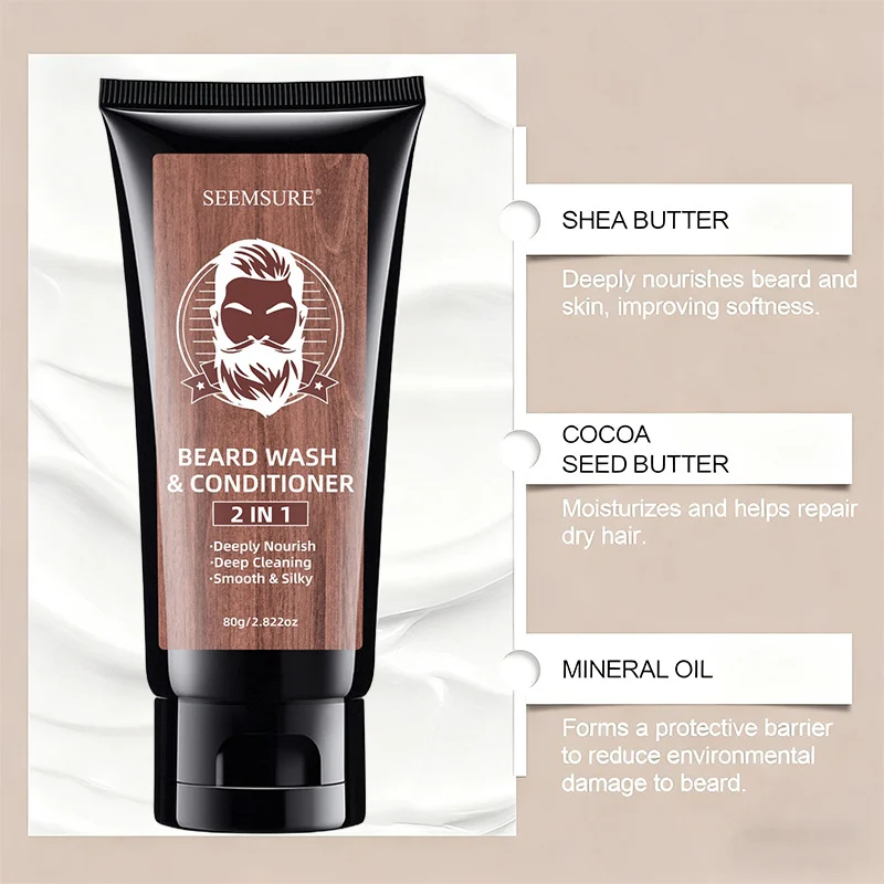 Beard Conditioner Deeply Nourishing 2-in-1 Beard Wash & Conditioner for Men 80g
