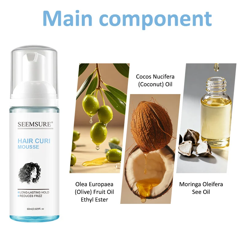 Curling Mousse for Long Lasting Hold, Reduces Frizz, Hydrates Hair without Hardness