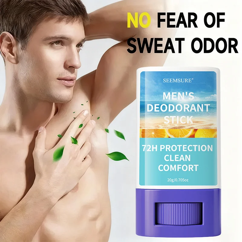 SEEMSURE Men's Deodorant Stick 20g for 72-Hour Sweat and Odor Protection
