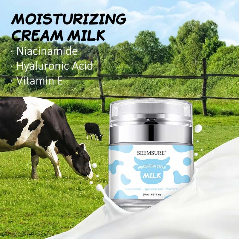 Milk Moisturizing Cream Niacinamide Hyaluronic Acid Vitamin E 50ml Hydrating Face Cream for Dry Skin