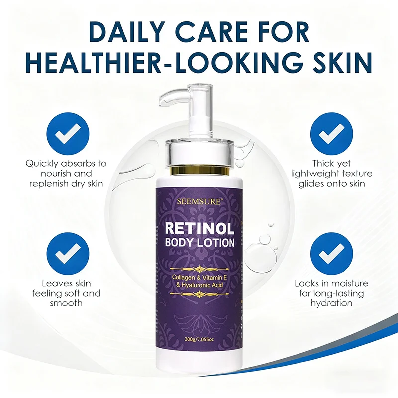 Retinol Body Lotion for Dry Skin Anti-Aging Moisturizer Collagen Vitamin E 200g