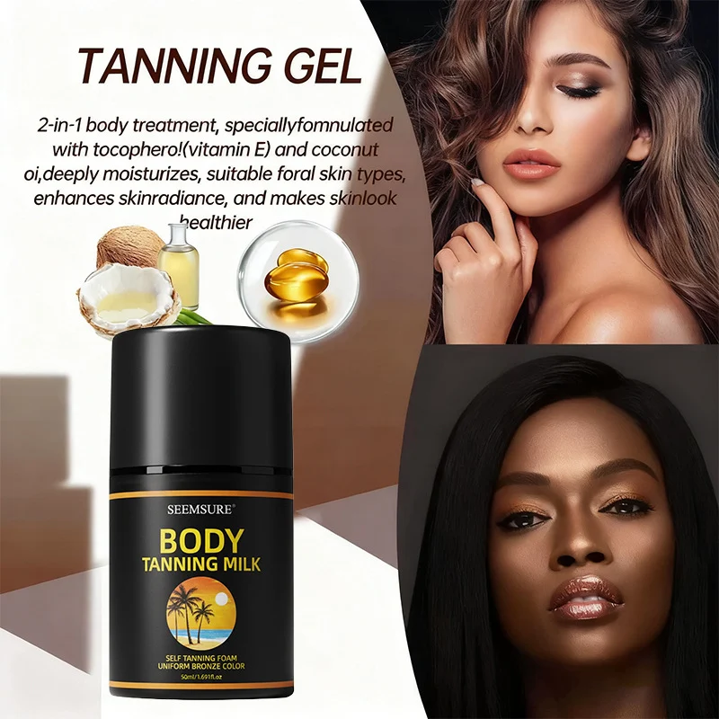 Self Tanning Foam 50ml Natural Bronzing Accelerator Cream with Vitamin E & Coconut Oil