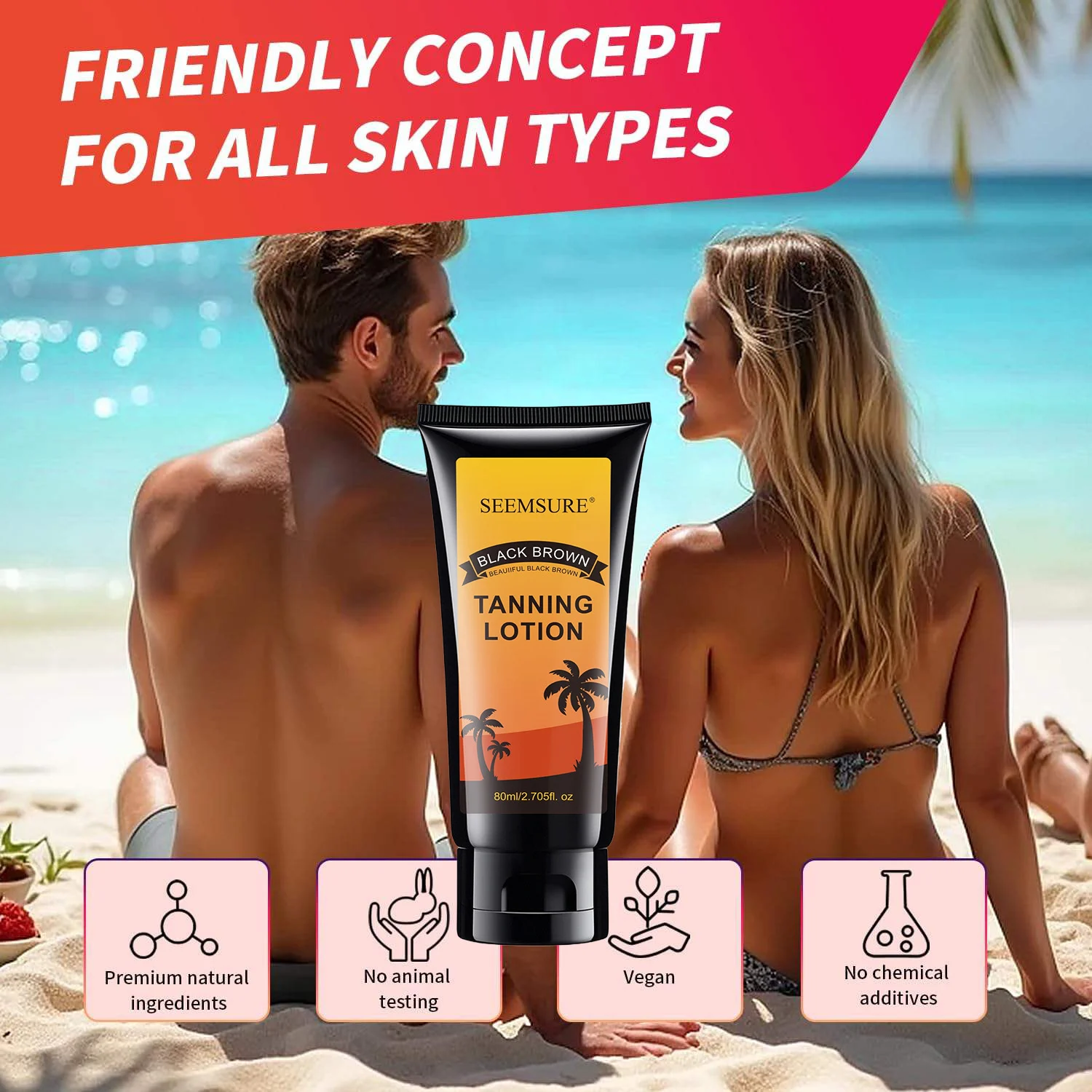 Self-Tanning Lotion 80ml Natural Bronzing Cream for Face and Body
