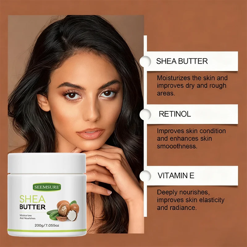 Shea Butter Moisturizing Cream 200g Deep Nourishing Face & Body Lotion for Dry Sensitive Skin